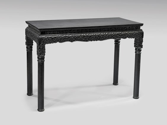 LARGE CHINESE CARVED HARDWOOD TABLE (1 of 2)