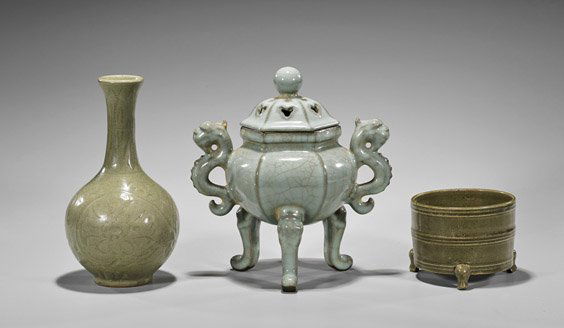 Three Song-Style Celadon Glazed Porcelains (1 of 2)