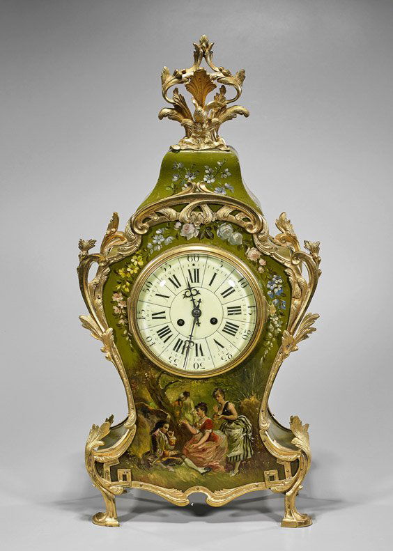 Tall Painted Wood Table Clock (1 of 2)