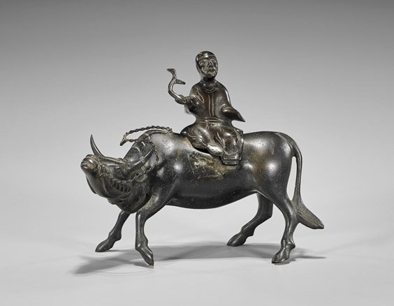 Antique Chinese Bronze Figure & Buffalo (1 of 2)