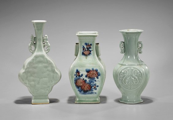 Three Antique Chinese Celadon Glazed Vases (1 of 1)