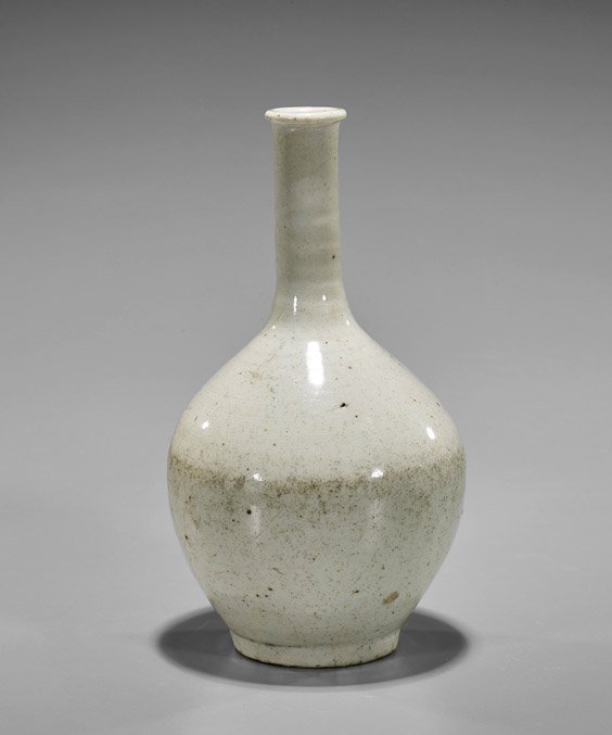 Yi Dynasty White Glazed Bottle Vase (1 of 1)