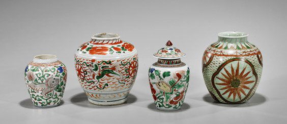 Four Transitional Period Wucai Porcelain Jars (1 of 1)