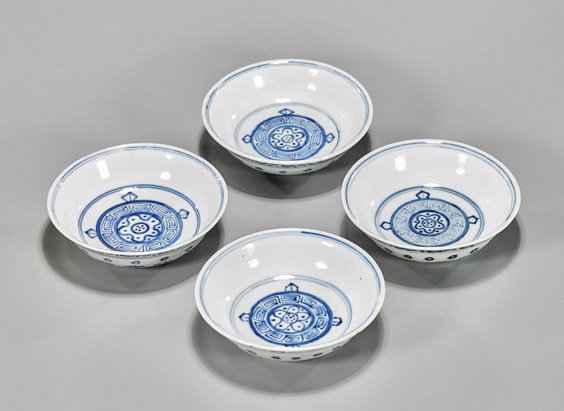 Four Chenghua-Style Blue & White Saucers (1 of 2)