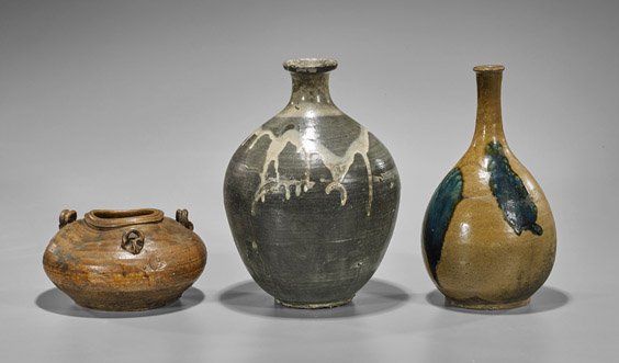 Three Antique Japanese Glazed Vessels (1 of 1)