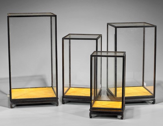 Four Chinese Hardwood & Glass Cases (1 of 1)