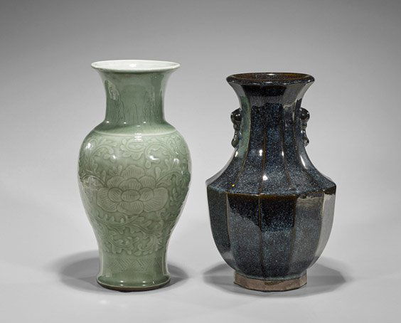 Two Large Chinese Glazed Porcelain Vases (1 of 1)