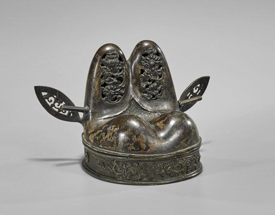 Antique Chinese Bronze Scholar's Hat Censer (1 of 2)