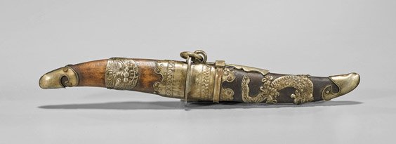 Sino-Tibetan Brass & Wood Dagger (1 of 1)