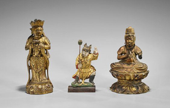 Three Antique Chinese & Japanese Wood Figures (1 of 1)