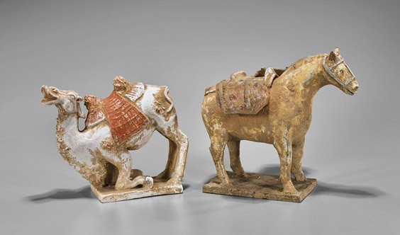 Two Northern Wei & Tang Dynasty Pottery Animals (1 of 1)