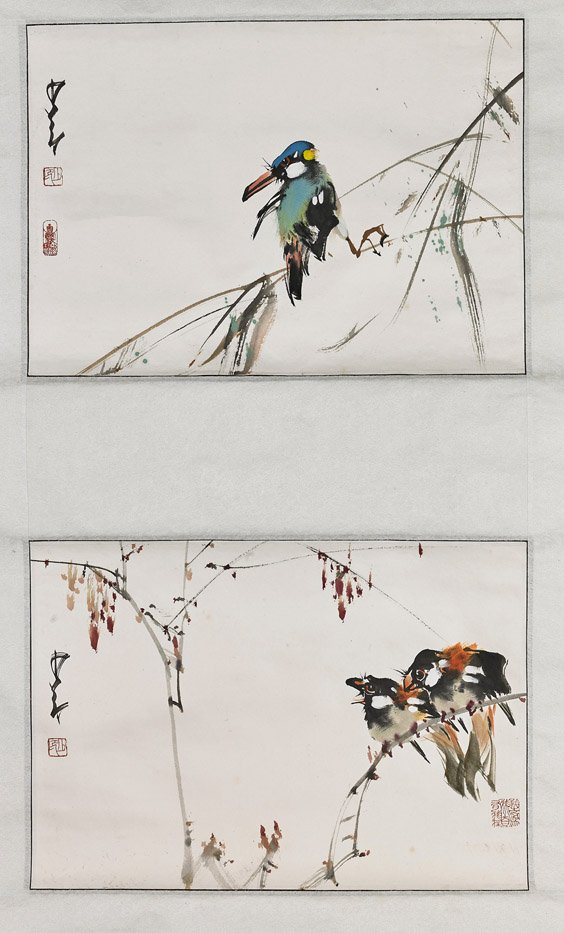 Two Chinese Paper Scrolls: Birds (1 of 4)