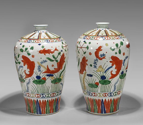 Pair Large Ming-Style Porcelain Vases (1 of 2)