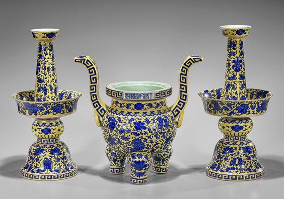 Three-Piece Chinese Porcelain Garniture Set (1 of 2)