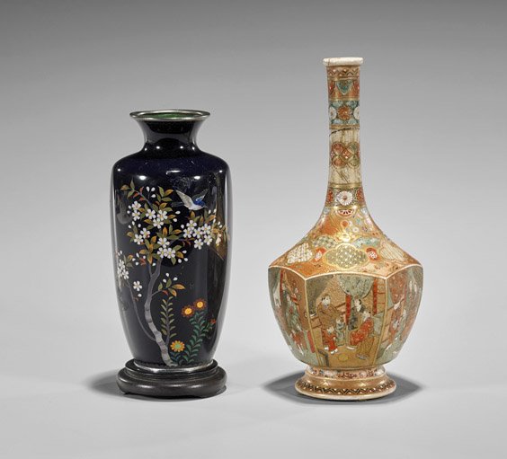 Two Antique Japanese Vases: Satsuma & Cloisonné (1 of 2)