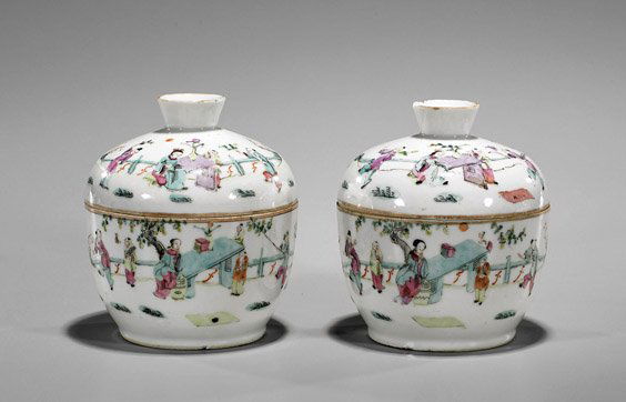 Pair Antique Chinese Famille Rose Bowls (1 of 2)