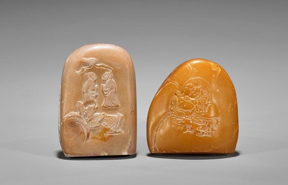 Two Chinese Shoushan Stone Pebbles: Figures (1 of 2)