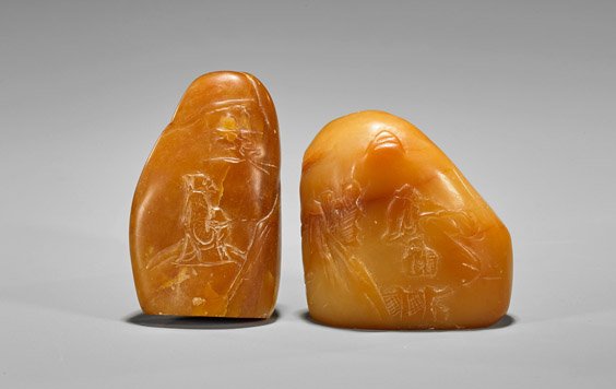 Two Chinese Shoushan Stone Pebbles: Scholars (1 of 2)