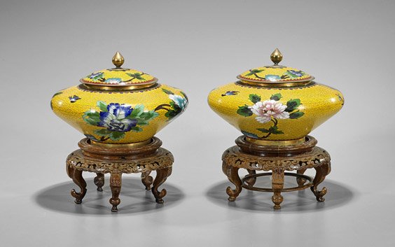 Pair Antique Chinese Cloisonné Jars (1 of 1)