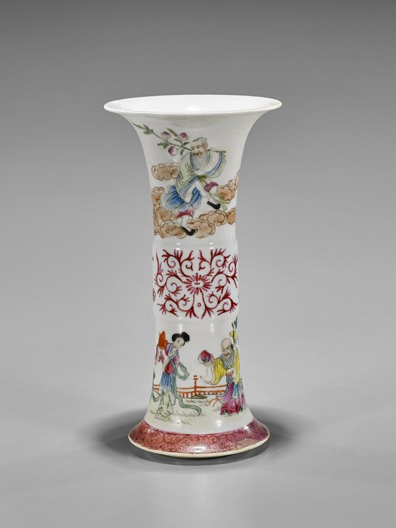 Antique Qianlong-Style Famille Rose Beaker Vase (1 of 2)