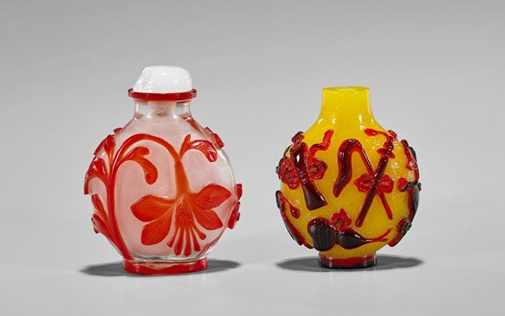 Two Beijing Glass Overlay Snuff Bottles (1 of 2)