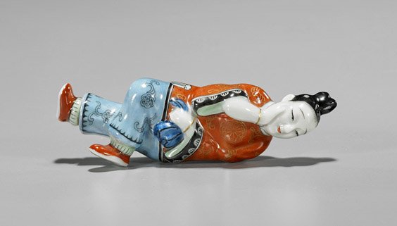 Antique Enameled Porcelain Figural Snuff Bottle (1 of 1)