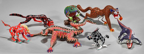 Seven Various Oaxacan Carved Wood Animals (1 of 2)