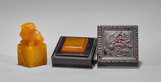 Two Chinese Carved Shoushan Stone Seals (1 of 2)