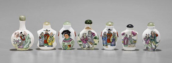 Seven Enameled Porcelain Snuff Bottles (1 of 3)
