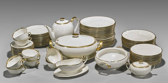 Set of 75 Bavarian Ivory & Gilt Porcelain Dinnerset (1 of 2)