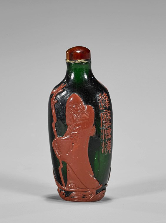 Old Beijing Overlay Glass Snuff Bottle (1 of 3)