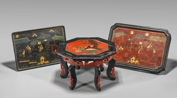 Three Chinese Painted Lacquer Items (1 of 1)