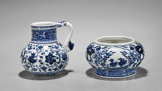 Two Ming-Style Porcelains: Basin & Ewer (1 of 2)
