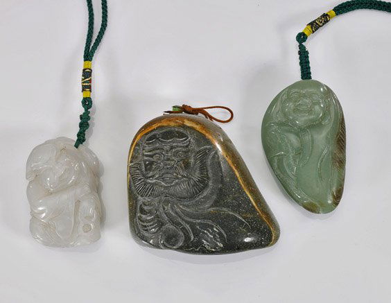 Three Chinese Carved Jade Toggles: Figures (1 of 2)