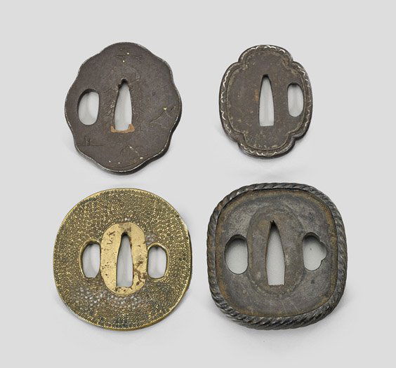 Four Antique Japanese Bronze & Iron Tsuba (1 of 2)
