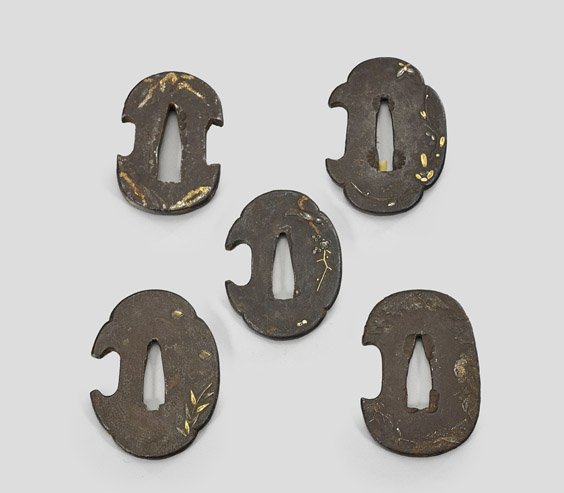 Five Small Antique Japanese Iron Tsuba (1 of 2)