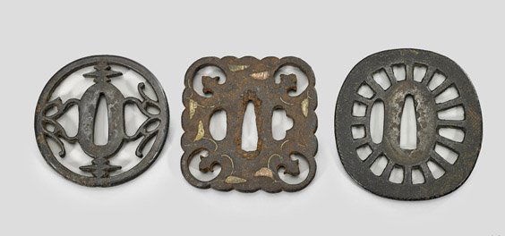 Three Antique Japanese Iron Tsuba (1 of 2)