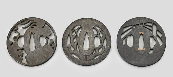 Three Antique Japanese Iron Tsuba (1 of 2)