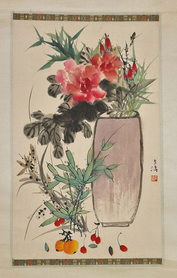 Two Chinese Paper Scrolls: Flowers (1 of 5)