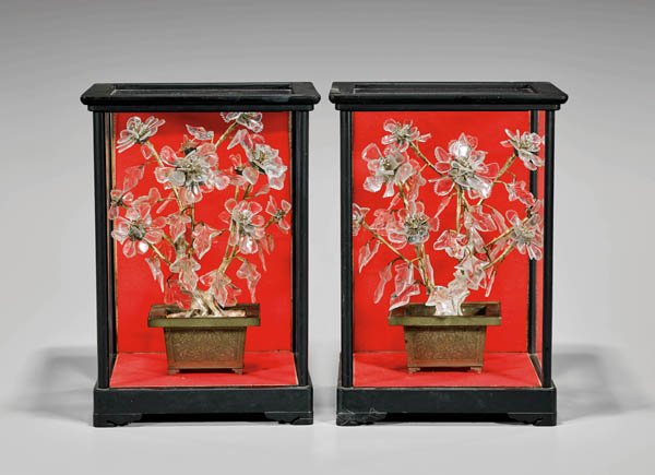 PAIR CHINESE ROCK CRYSTAL "TREES" (1 of 2)