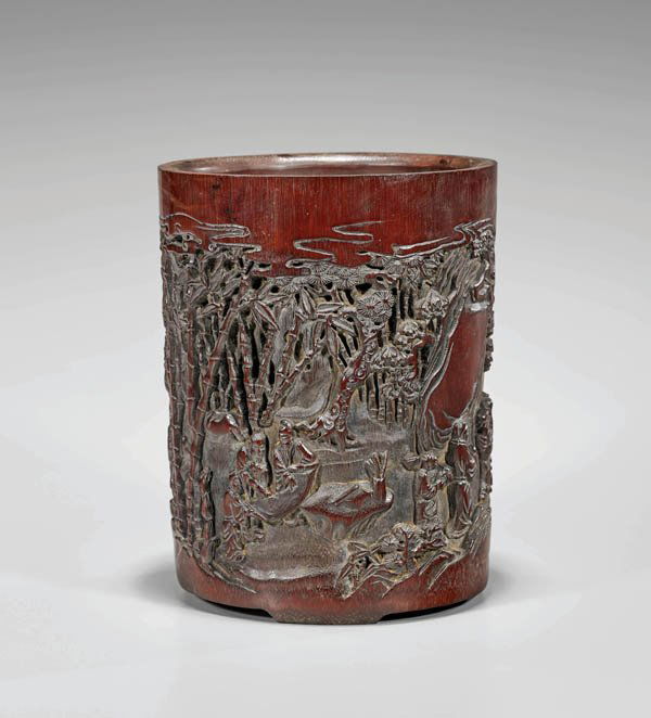 ANTIQUE CARVED BAMBOO BRUSHPOT (1 of 3)