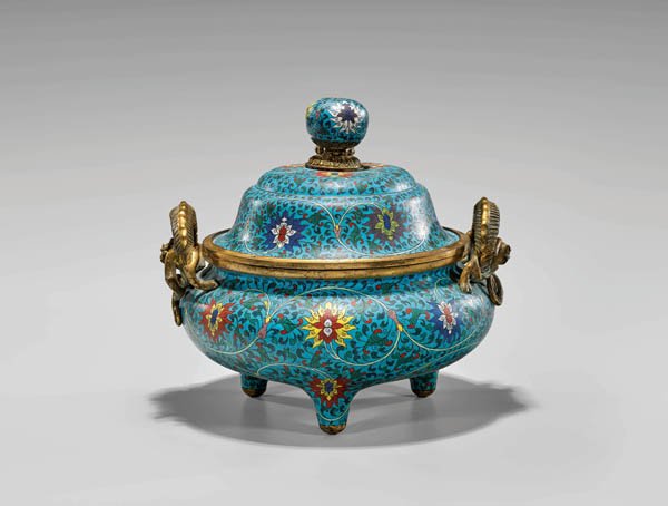 ANTIQUE CLOISONNÉ ENAMEL TRIPOD CENSER (1 of 3)