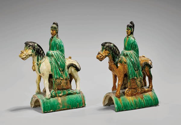 PAIR MING DYNASTY SANCAI GLAZED ROOFTILES (1 of 2)