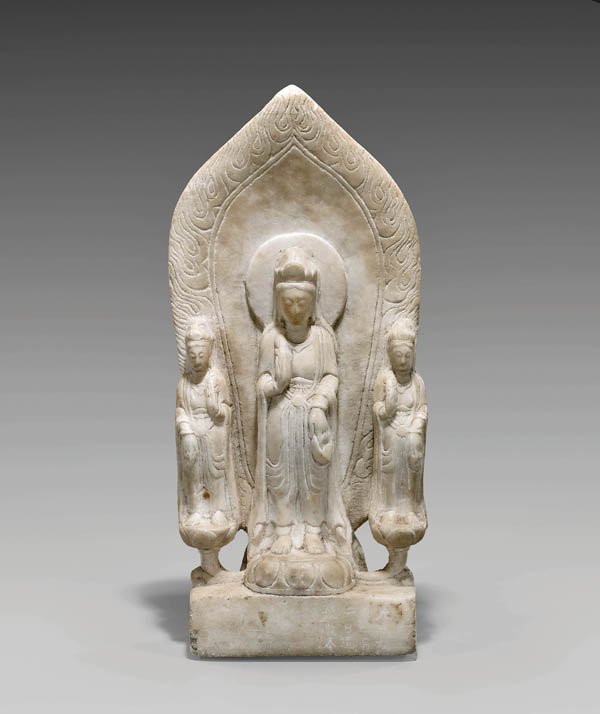 ANTIQUE WEI-STYLE MARBLE TEMPLE STELE (1 of 4)