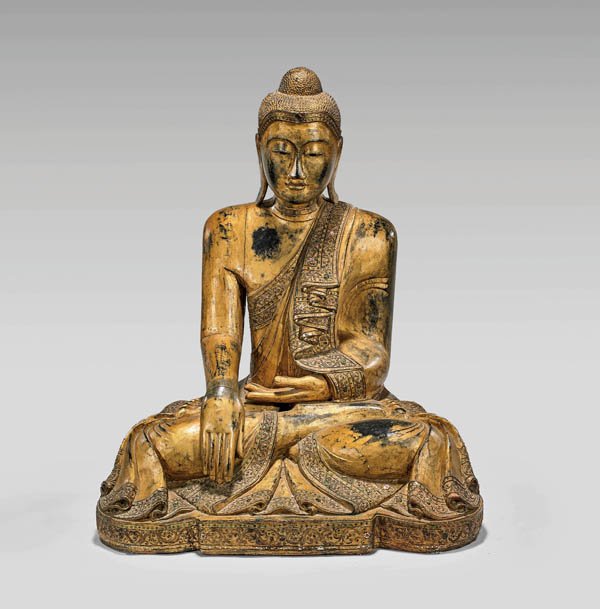 MASSIVE ANTIQUE THAI LACQUERED WOOD BUDDHA (1 of 1)