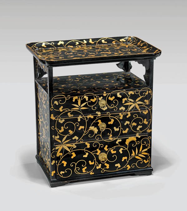 ANTIQUE JAPANESE LACQUER COSMETIC CABINET (1 of 3)