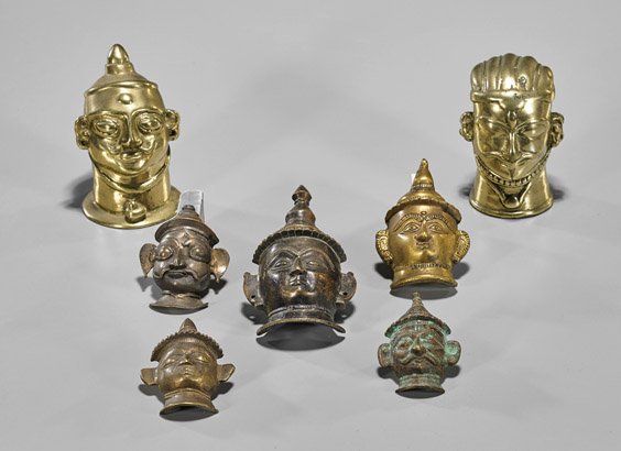 Seven Old & Antique Indian Lingam Bronzes (1 of 1)