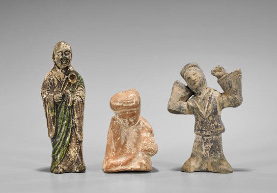 Three Tang & Han Dynasty Pottery Figures (1 of 1)