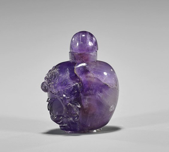 Carved Amethyst Snuff Bottle (1 of 2)