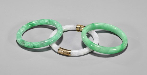Three Chinese Jadeite Bangle Bracelets (1 of 1)